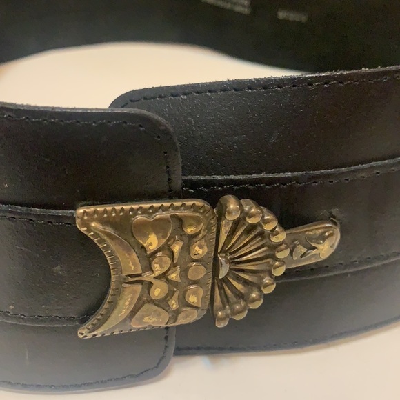 CUIR VERITABLE 35”. MADE IN FRANCE  BLACK LEA.BELT - Picture 9 of 13